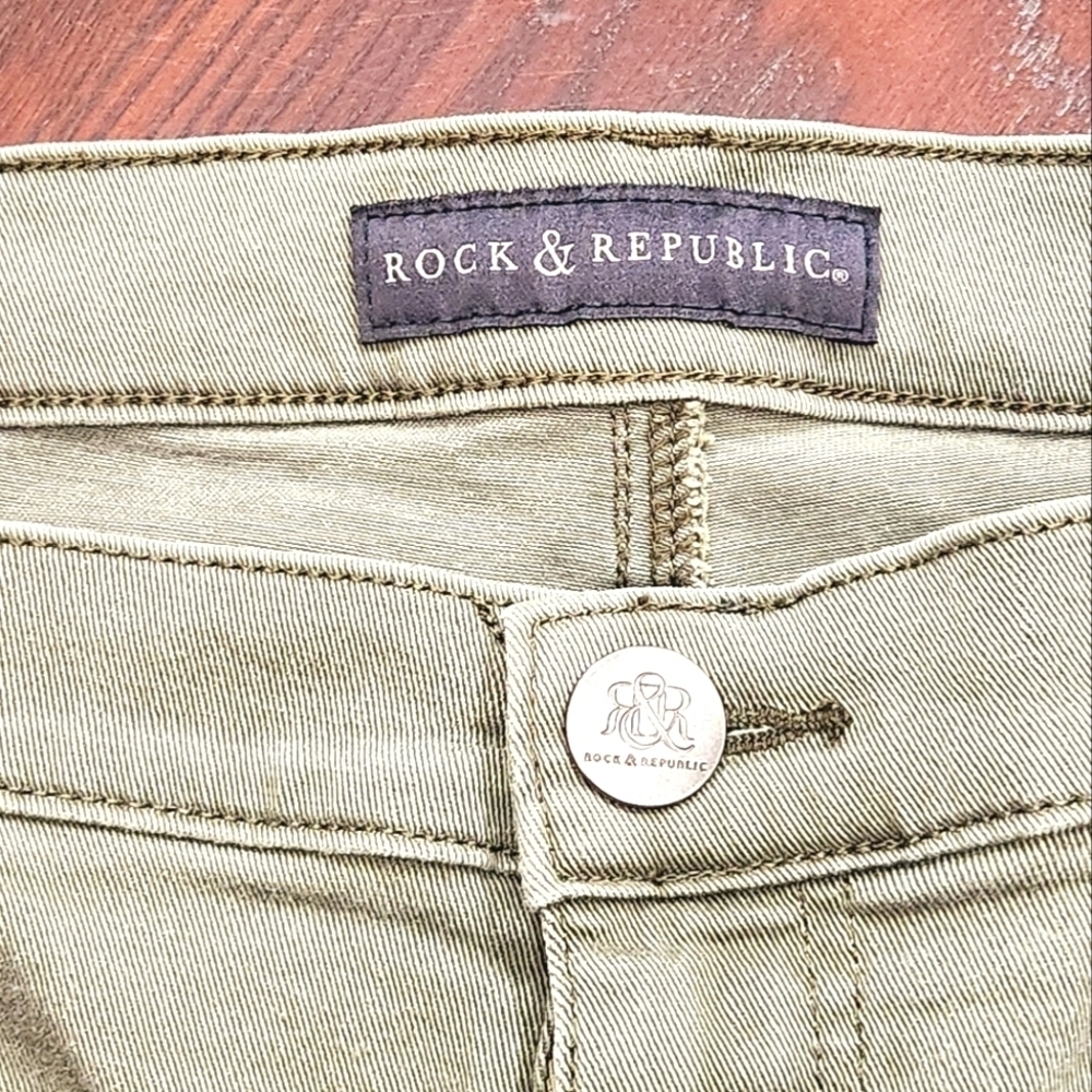 Rock & Republic Kendall Women's Green Denim Straight Stretch Jeans Plus Size 16 - Picture 5 of 10
